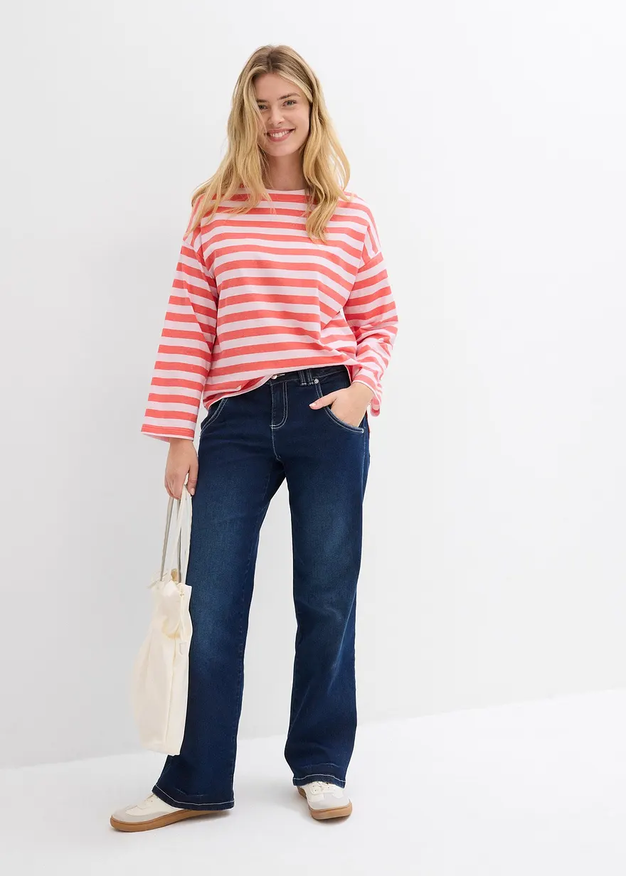 Bonprix Oversized Langarm-Shirt Mit Vokuhila Saum - Pink