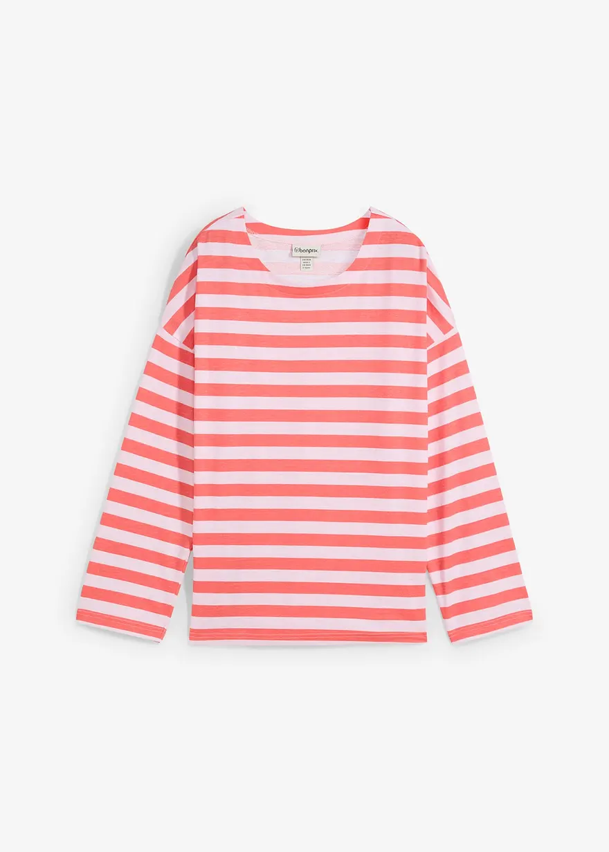 bonprix Oversized Langarm-Shirt mit Vokuhila Saum - pink