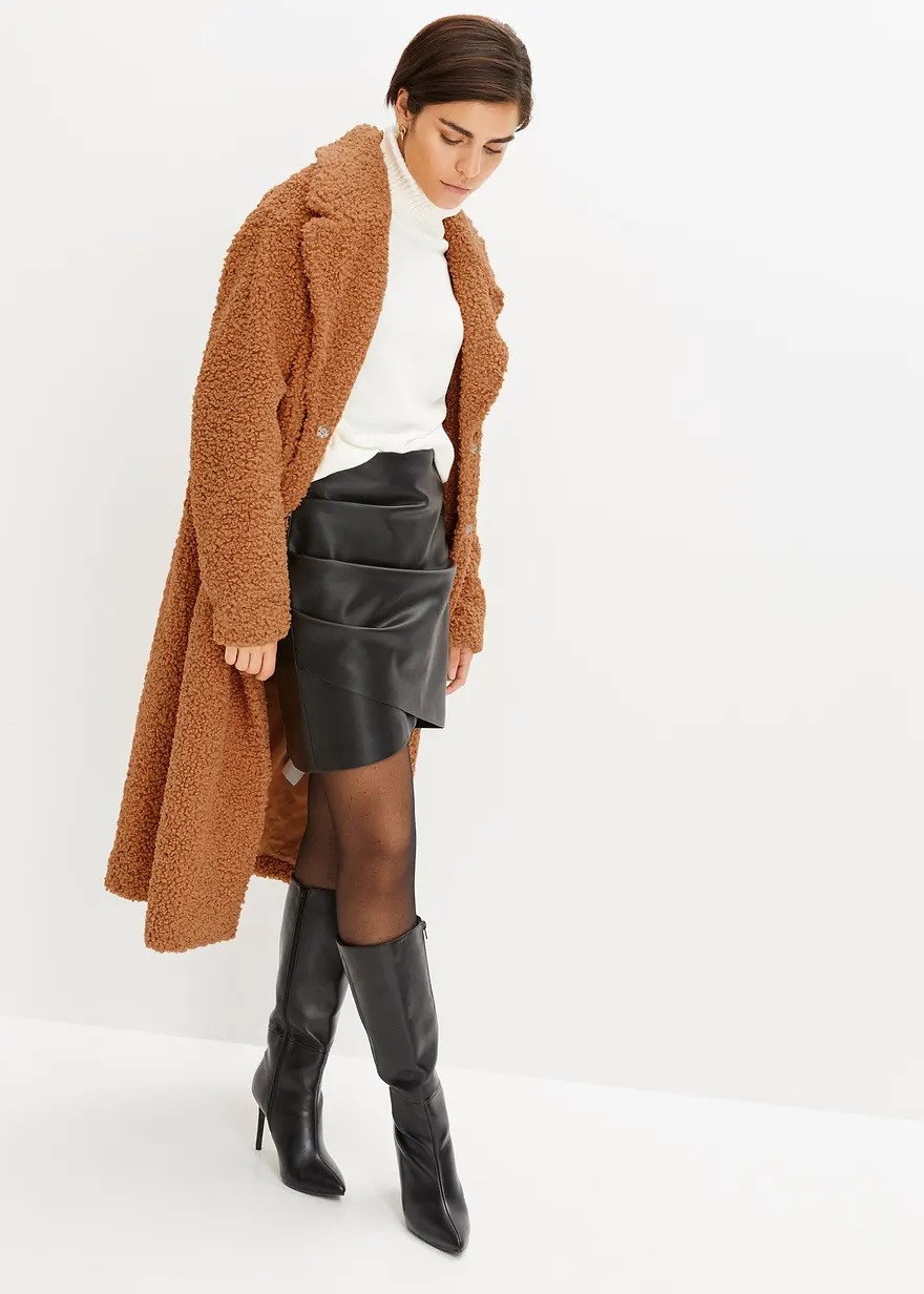 Bonprix Oversized Mantel Mit Flauschigem Teddyfell - Braun