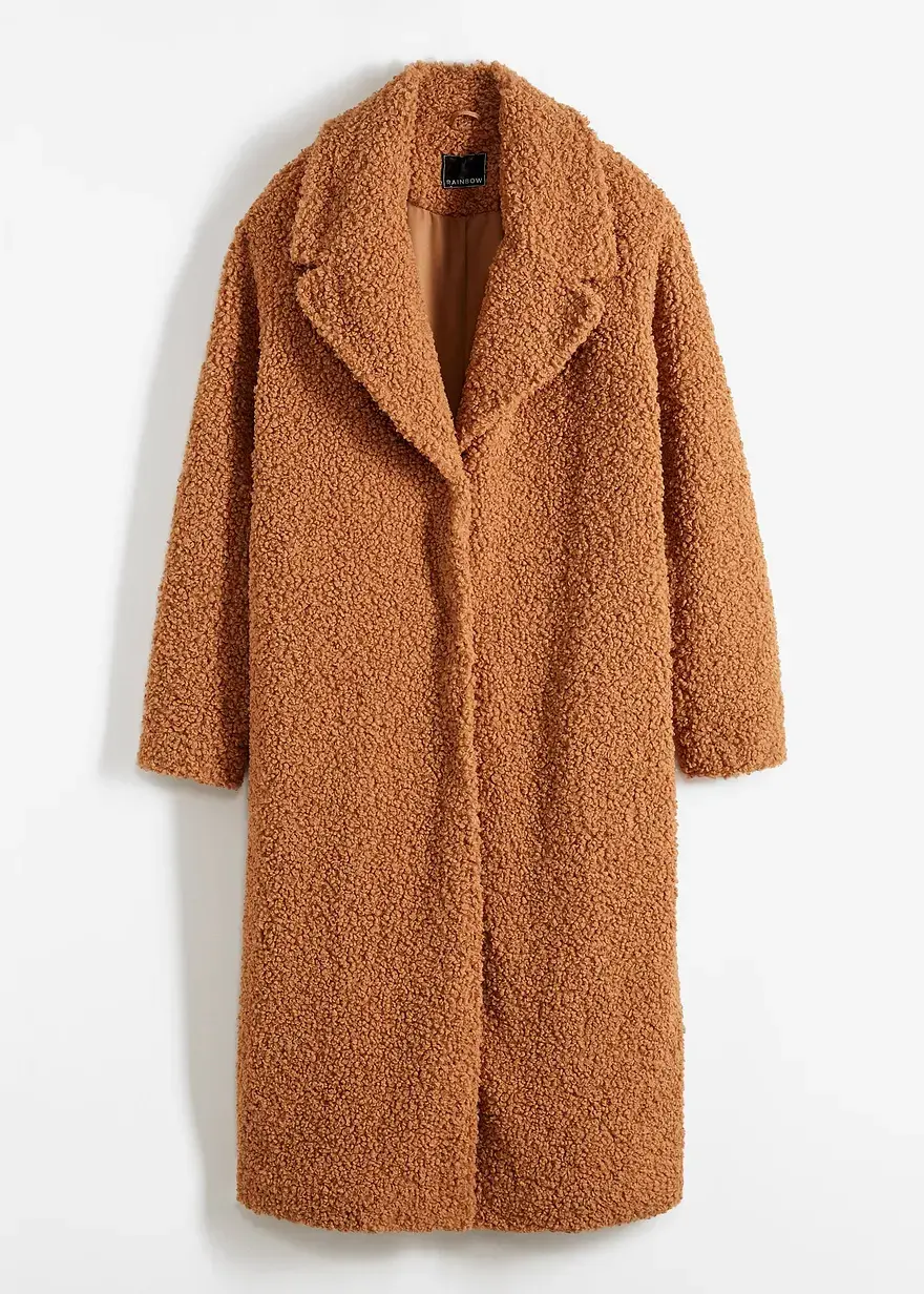 Bonprix Oversized Mantel Mit Flauschigem Teddyfell - Braun