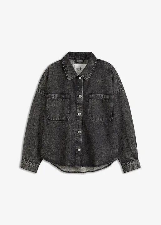bonprix Oversized Overshirt aus Jeans - schwarz - Damen