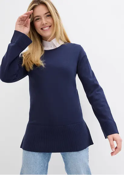 Bonprix Oversized-Pullover Mit V-Ausschnitt Und Seitlichen Schlitzen