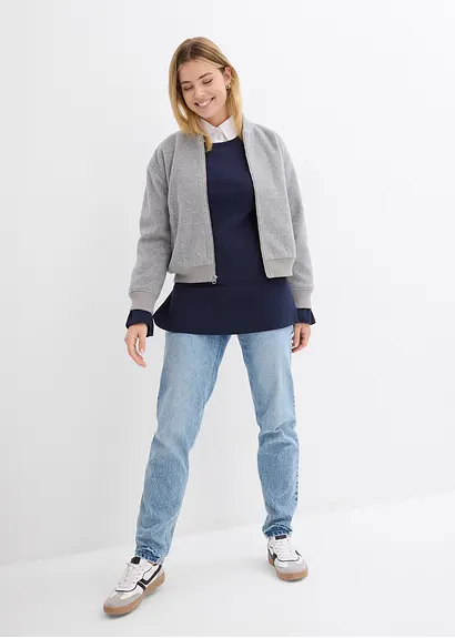 Bonprix Oversized-Pullover Mit V-Ausschnitt Und Seitlichen Schlitzen