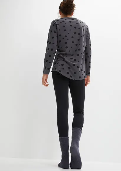 Bonprix Oversized Pyjama Mit Leggings - Schiefergrau/schwarz