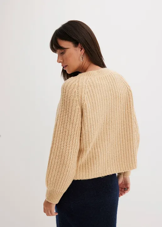 Bonprix Oversized Strickcardigan Mit Knopfleiste - Beige