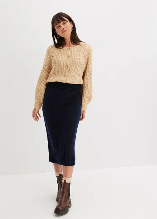Bonprix Oversized Strickcardigan Mit Knopfleiste - Beige