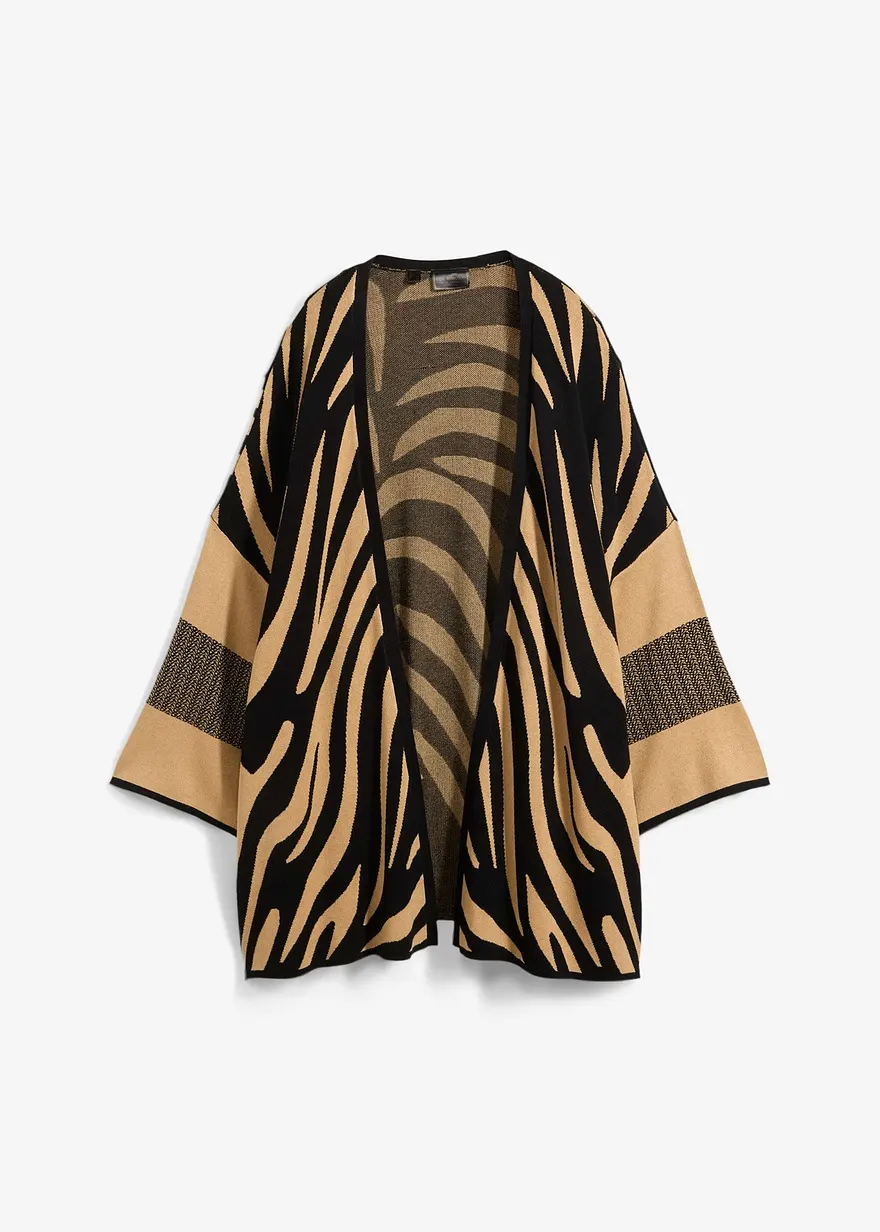 bonprix Oversized Strickjacke im Zebra Design - schwarz - Damen