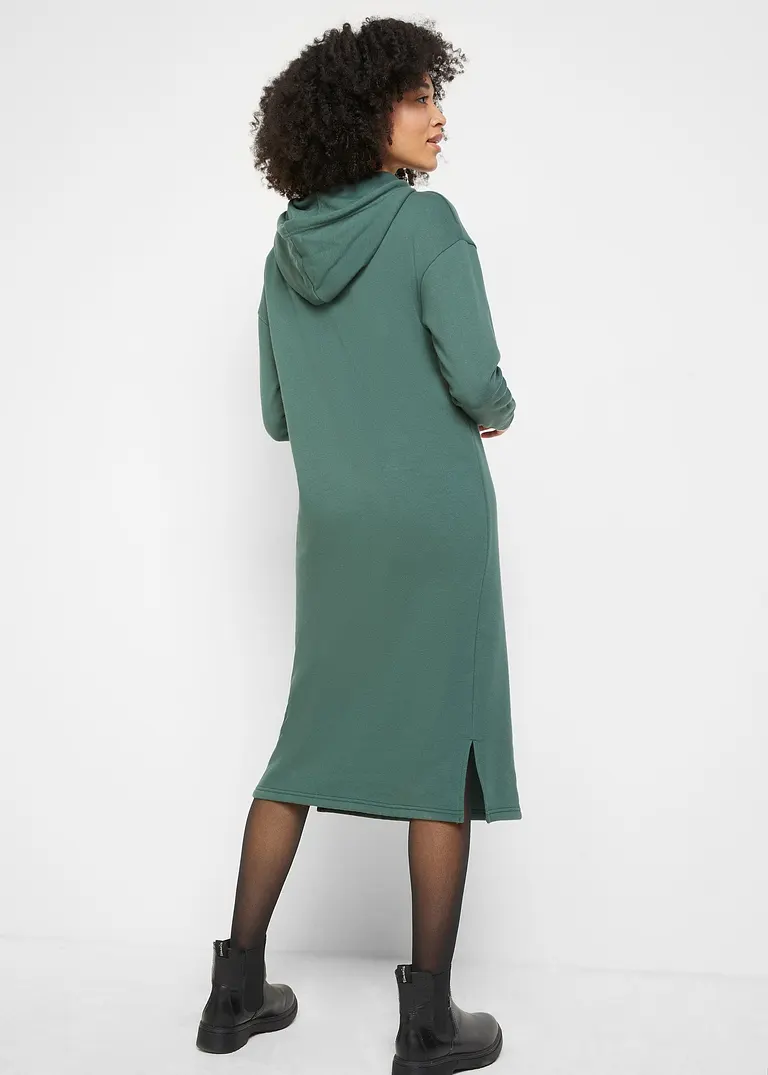 Bonprix Oversized Sweatkleid Mit Kapuze Und Seitlichen Schlitzen - Grün