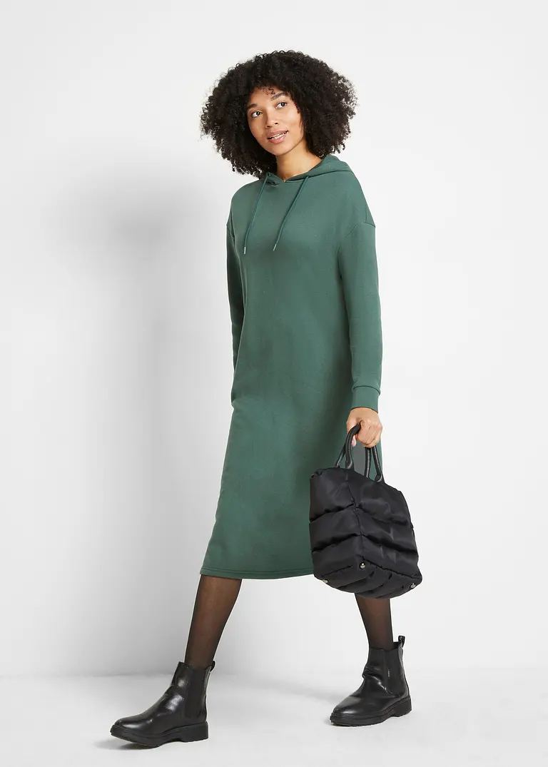 Bonprix Oversized Sweatkleid Mit Kapuze Und Seitlichen Schlitzen - Grün