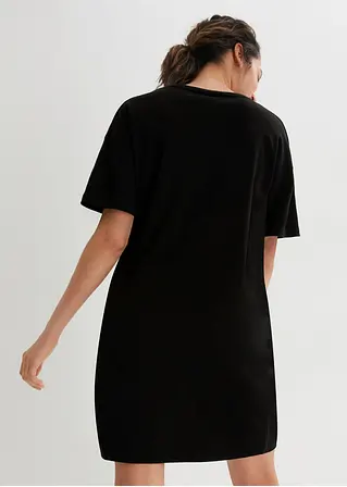 Bonprix Oversized T-Shirt-Kleid Mit V-Ausschnitt - Schwarz