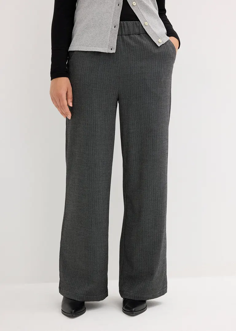 Bonprix Palazzo-Hose In Weiter Passform Mit Viskose - Schwarz