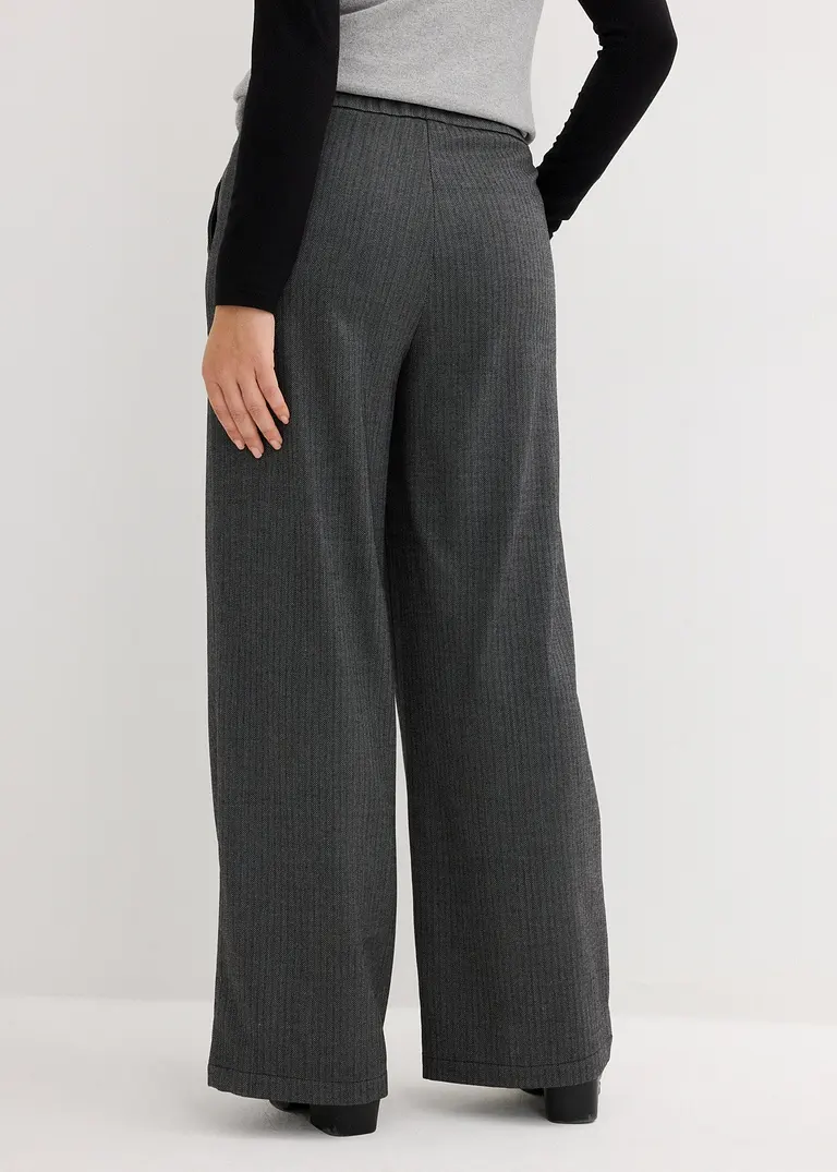 Bonprix Palazzo-Hose In Weiter Passform Mit Viskose - Schwarz