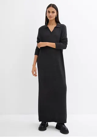 Bonprix Polo-inspiriertes Kleid Mit Offenem Kragen In Maxilänge - Grau