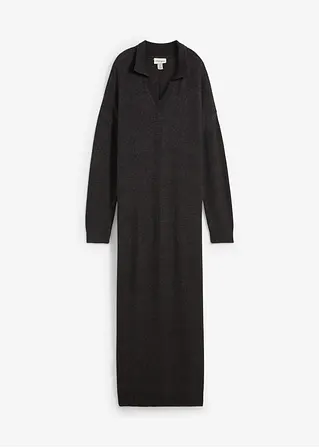 bonprix Polo-inspiriertes Kleid mit offenem Kragen in Maxilänge - grau