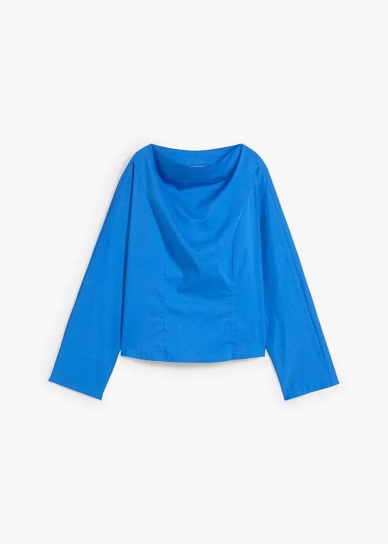 bonprix Popeline Bluse mit Wasserfall-Ausschnitt und seitlichem Reißverschluss zur Weitenregulierung
