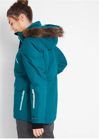 Bonprix Praktische Regenjacke Mit Abnehmbarer Kapuze Sowie Abnehmbarem Fellimitat Und Verschließbaren Taschen