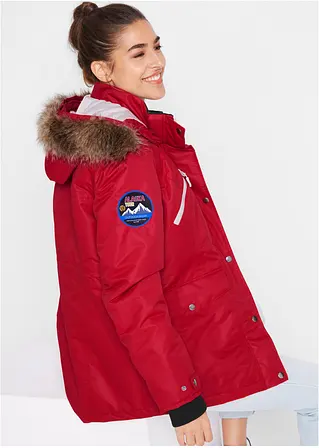 Bonprix Praktische Regenjacke Mit Abnehmbarer Kapuze Sowie Abnehmbarem Fellimitat Und Verschließbaren Taschen