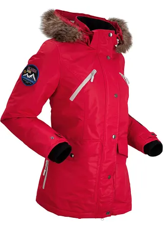 bonprix Praktische Regenjacke mit abnehmbarer Kapuze sowie abnehmbarem Fellimitat und verschließbaren Taschen