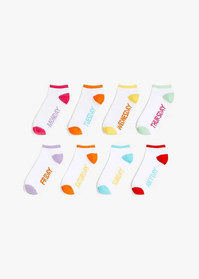 bonprix Praktische Sneakersocken mit eingestrickten Wochentagen im Multipack
