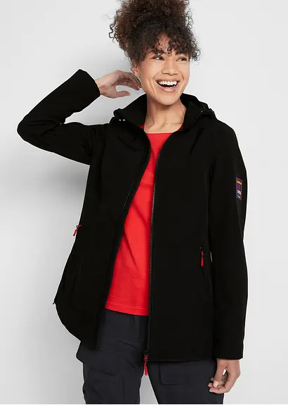 Bonprix Praktische Softshelljacke Mit Abnehmbarer Kapuze Und Reißverschlusstaschen Gerade Geschnitten