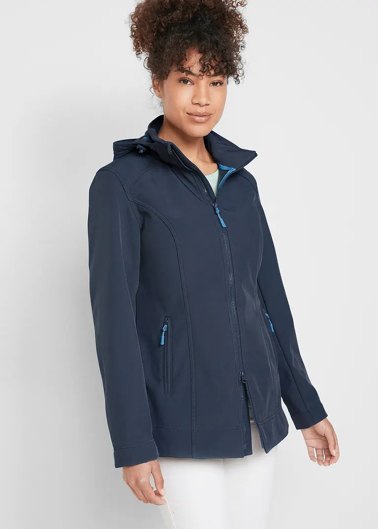 Bonprix Praktische Softshelljacke Mit Abnehmbarer Kapuze Und Reißverschlusstaschen Gerade Geschnitten