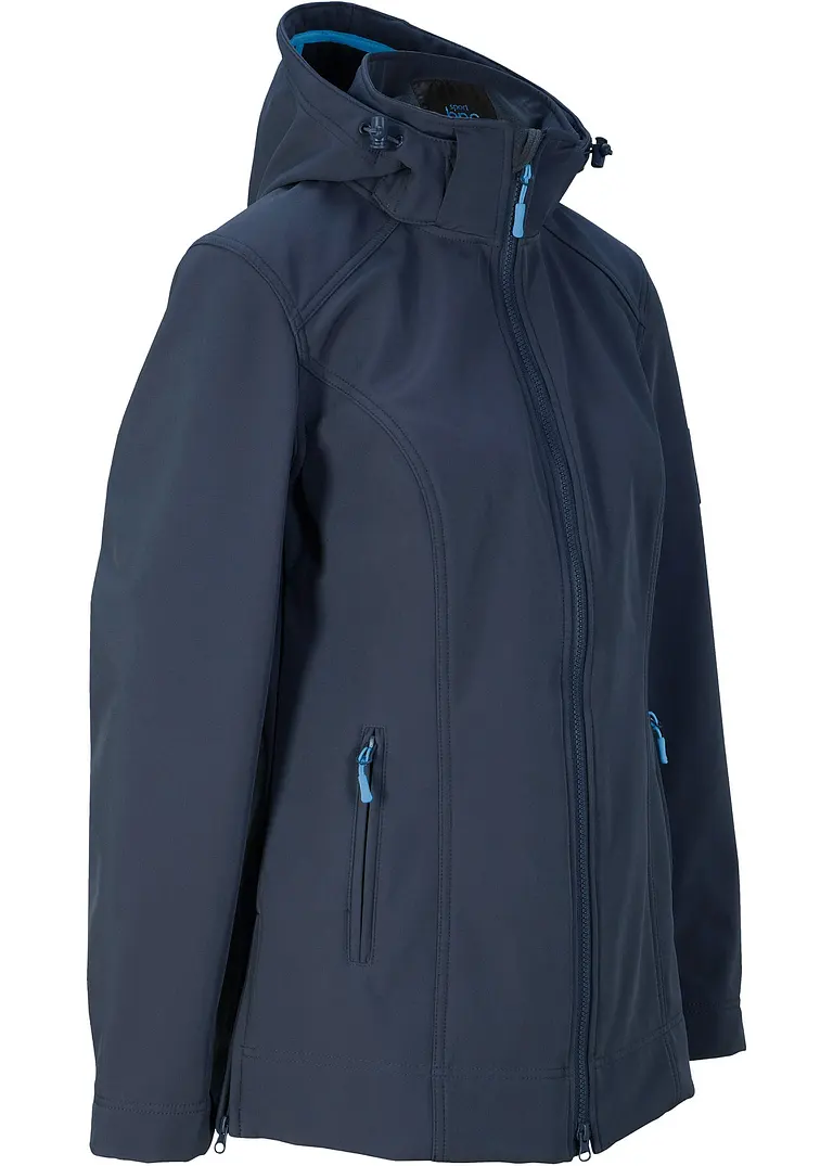 bonprix Praktische Softshelljacke mit abnehmbarer Kapuze und Reißverschlusstaschen gerade geschnitten