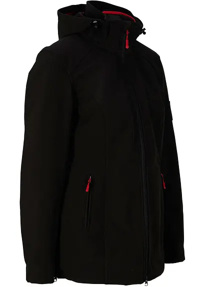 bonprix Praktische Softshelljacke mit abnehmbarer Kapuze und Reißverschlusstaschen gerade geschnitten