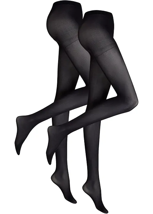 bonprix Praktische Strumpfhose im Doppelpack - schwarz+schwarz