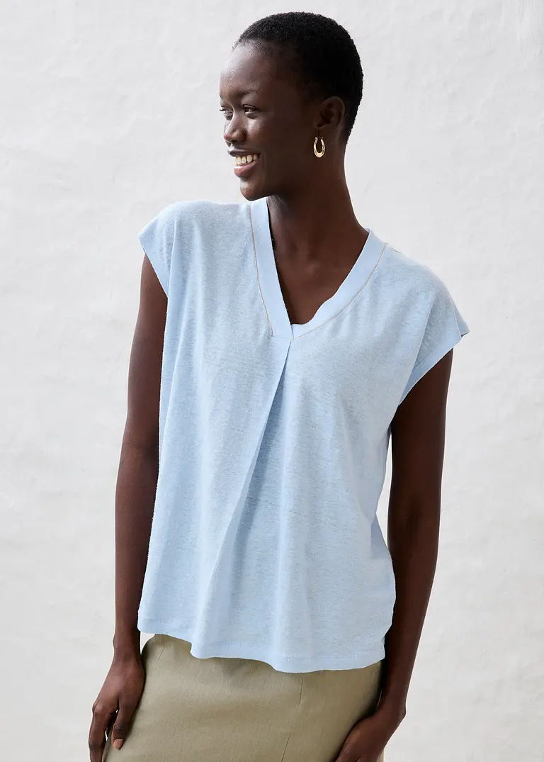 Bonprix Premium Leinen Shirt Ideal Für Den Sommer - Blau