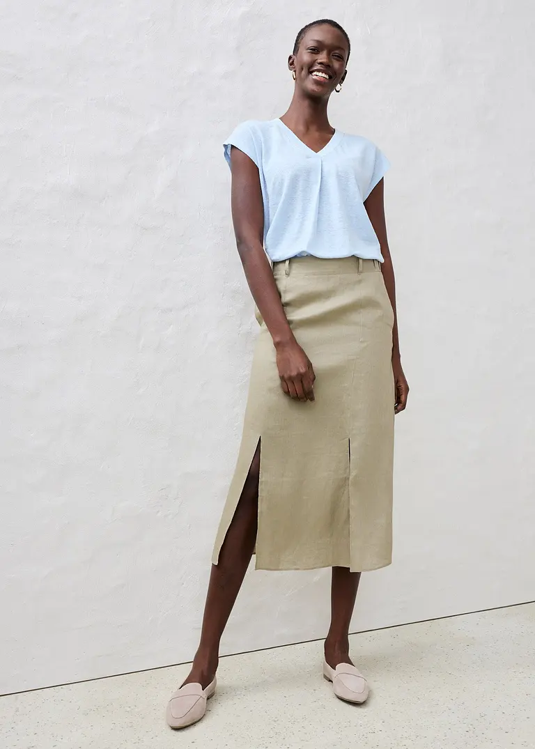 Bonprix Premium Leinen Shirt Ideal Für Den Sommer - Blau