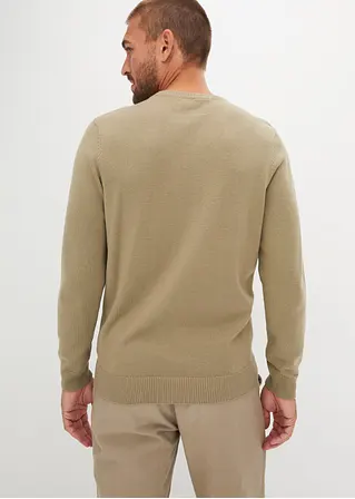 Bonprix Pullover Mit Druck Und Rippbündchen An Saum Und Ärmeln - Grün