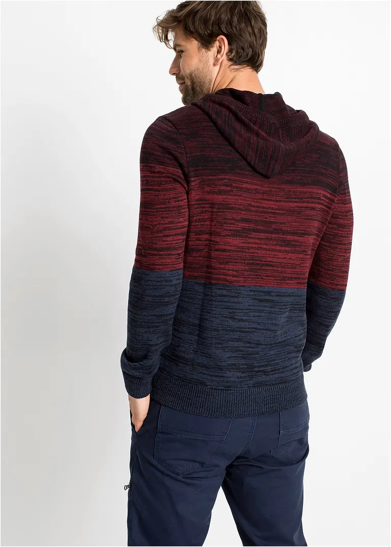 Bonprix Pullover Mit Kapuze In Angesagter Melierter Optik - Rot