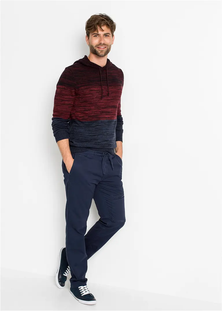Bonprix Pullover Mit Kapuze In Angesagter Melierter Optik - Rot