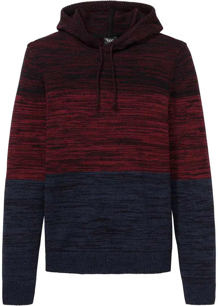 bonprix Pullover mit Kapuze in angesagter melierter Optik - rot
