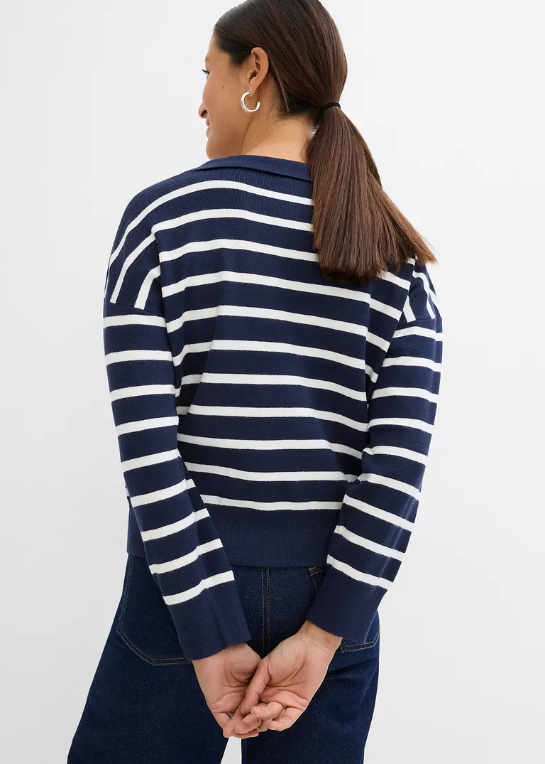 Bonprix Pullover Mit Kragen In Oversize-Form - Blau - Damen