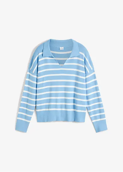 bonprix Pullover mit Kragen in Oversize-Form - blau - Damen bonprix Pullover mit Kragen in Oversize-Form - blau - Damen