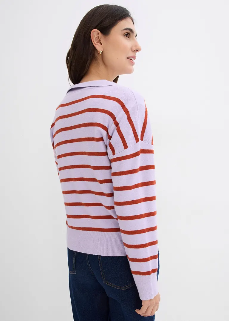 Bonprix Pullover Mit Kragen In Oversize-Form - Lila - Damen