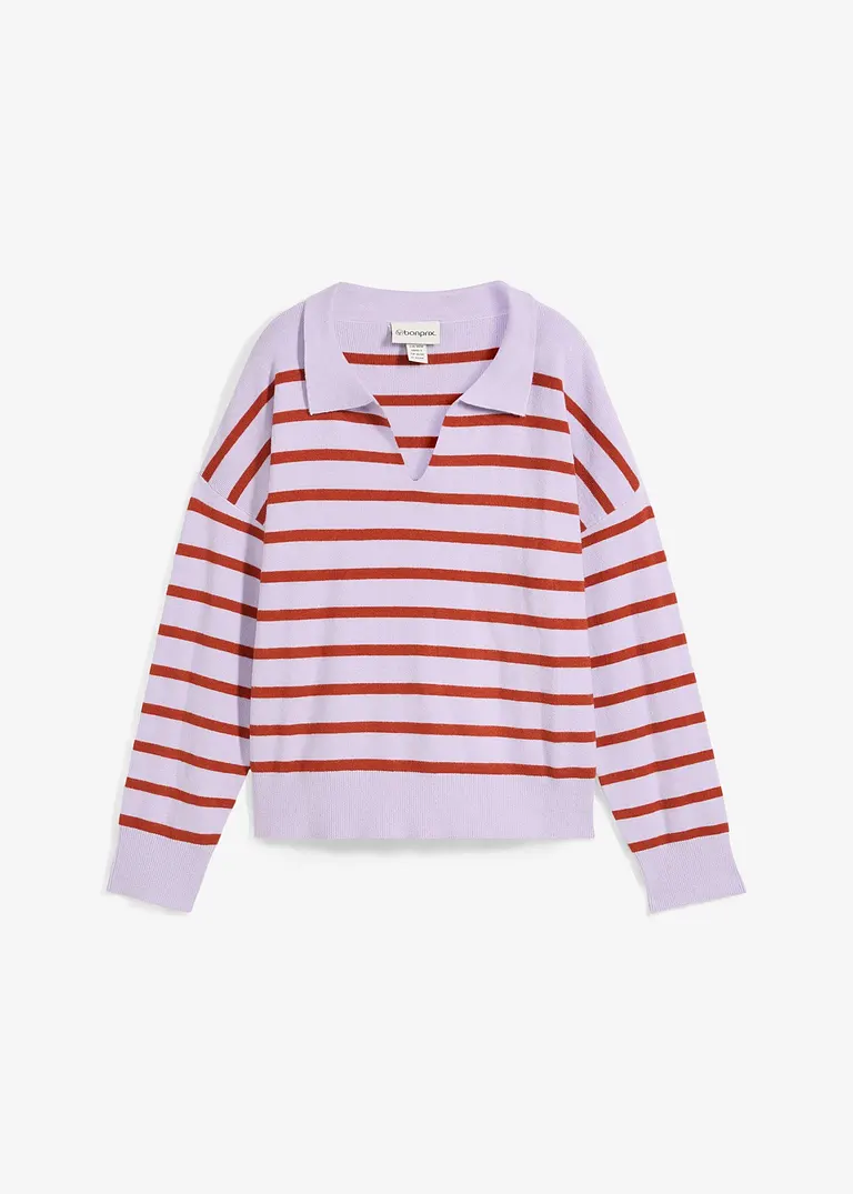 bonprix Pullover mit Kragen in Oversize-Form - lila - Damen bonprix Pullover mit Kragen in Oversize-Form - lila - Damen