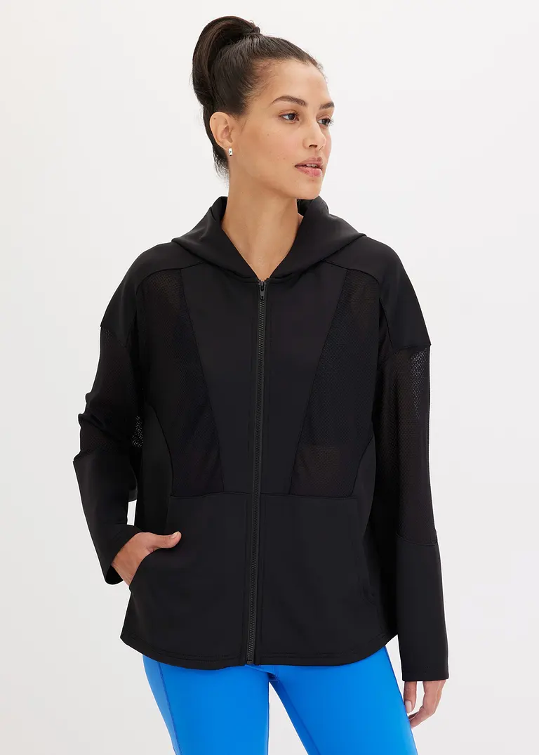 Bonprix Quick Dry Funktions-Sportjacke Mit Praktischen Taschen - Schwarz