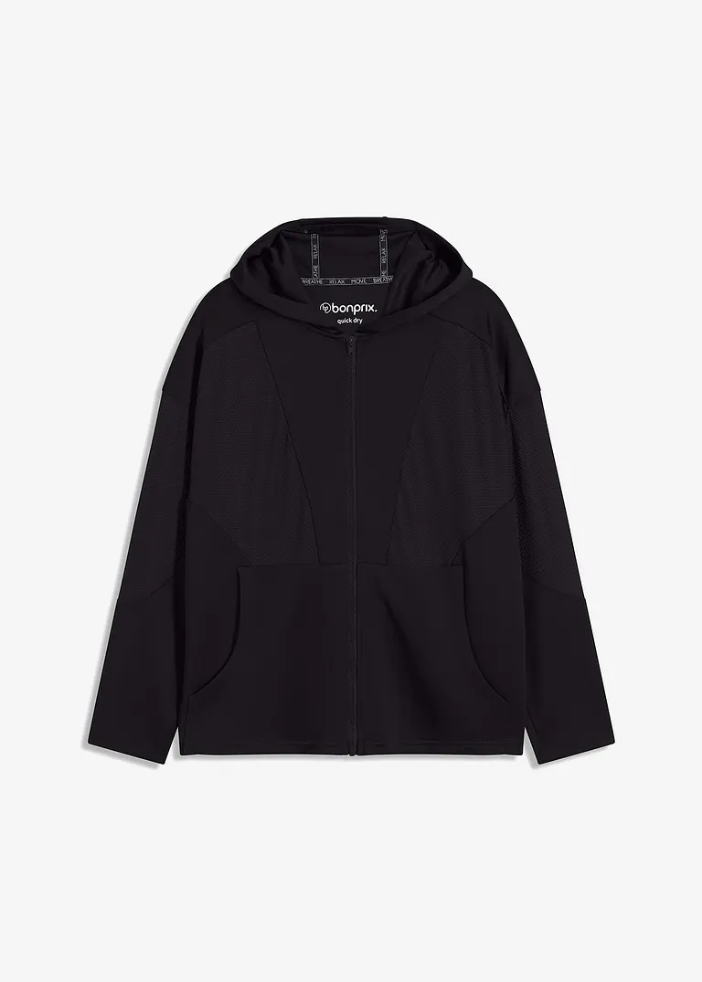 bonprix Quick Dry Funktions-Sportjacke mit praktischen Taschen - schwarz