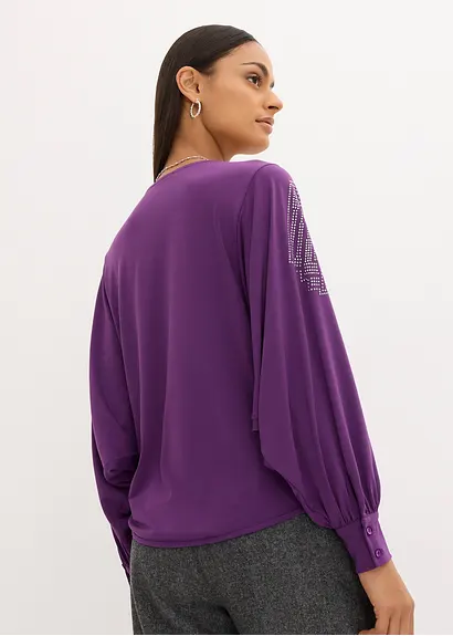 Bonprix Raffiniertes Shirt Mit Weitem Fledermausärmeln Und Schmückenden Steinchen Darauf