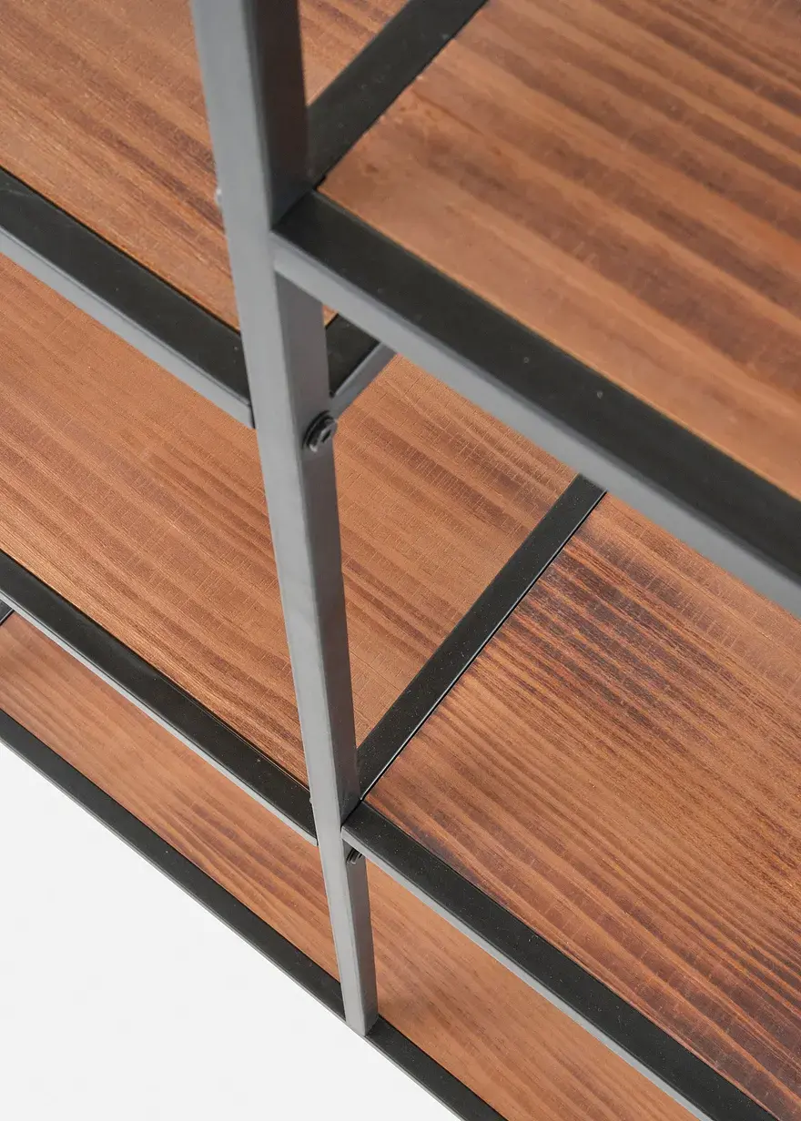 Bonprix Regal In Kombi Aus Dunklem Holz Und Metall - Schwarz