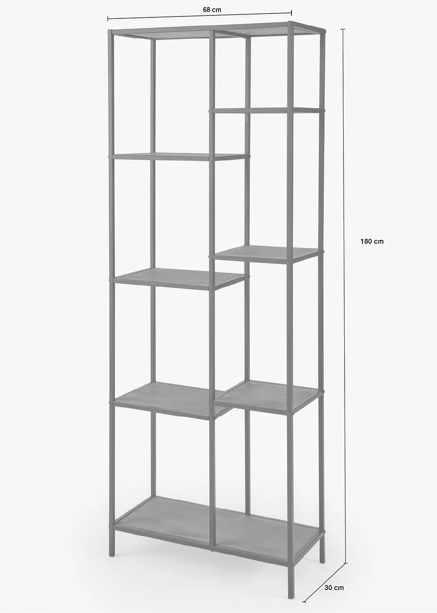 Bonprix Regal In Kombi Aus Dunklem Holz Und Metall - Schwarz