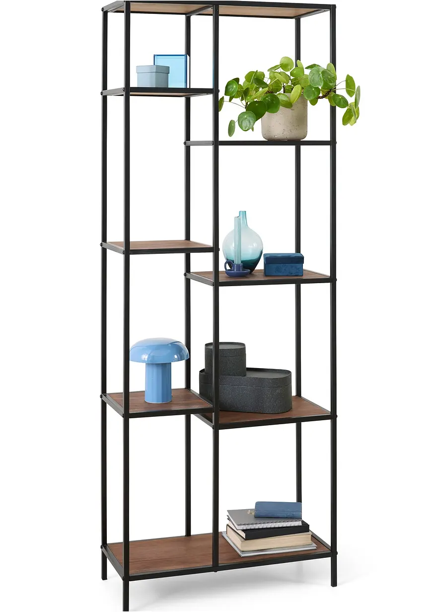 Bonprix Regal In Kombi Aus Dunklem Holz Und Metall - Schwarz