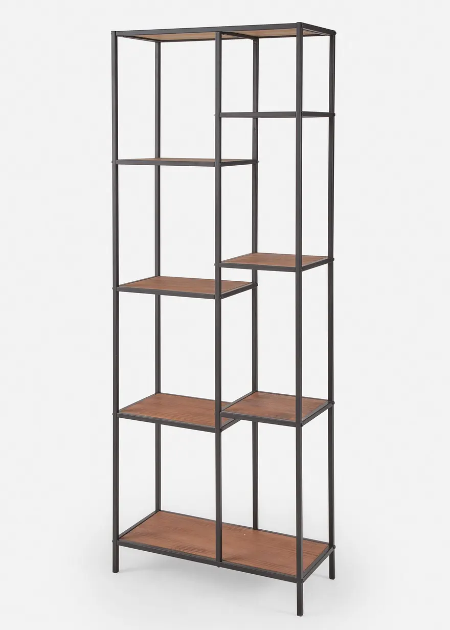 bonprix Regal in Kombi aus dunklem Holz und Metall - schwarz