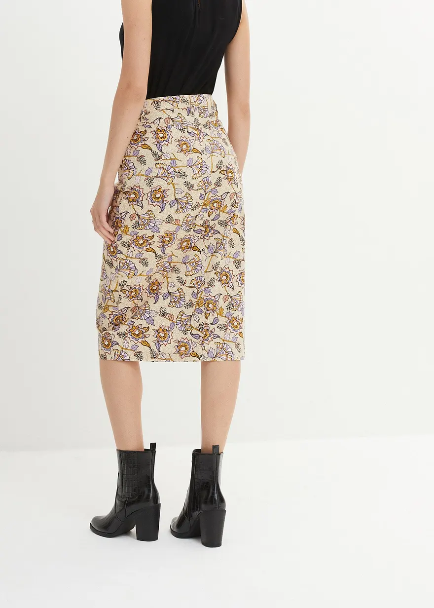 Bonprix Rock Mit Langer Knopfleiste Und Seitentaschen - Beige Petite