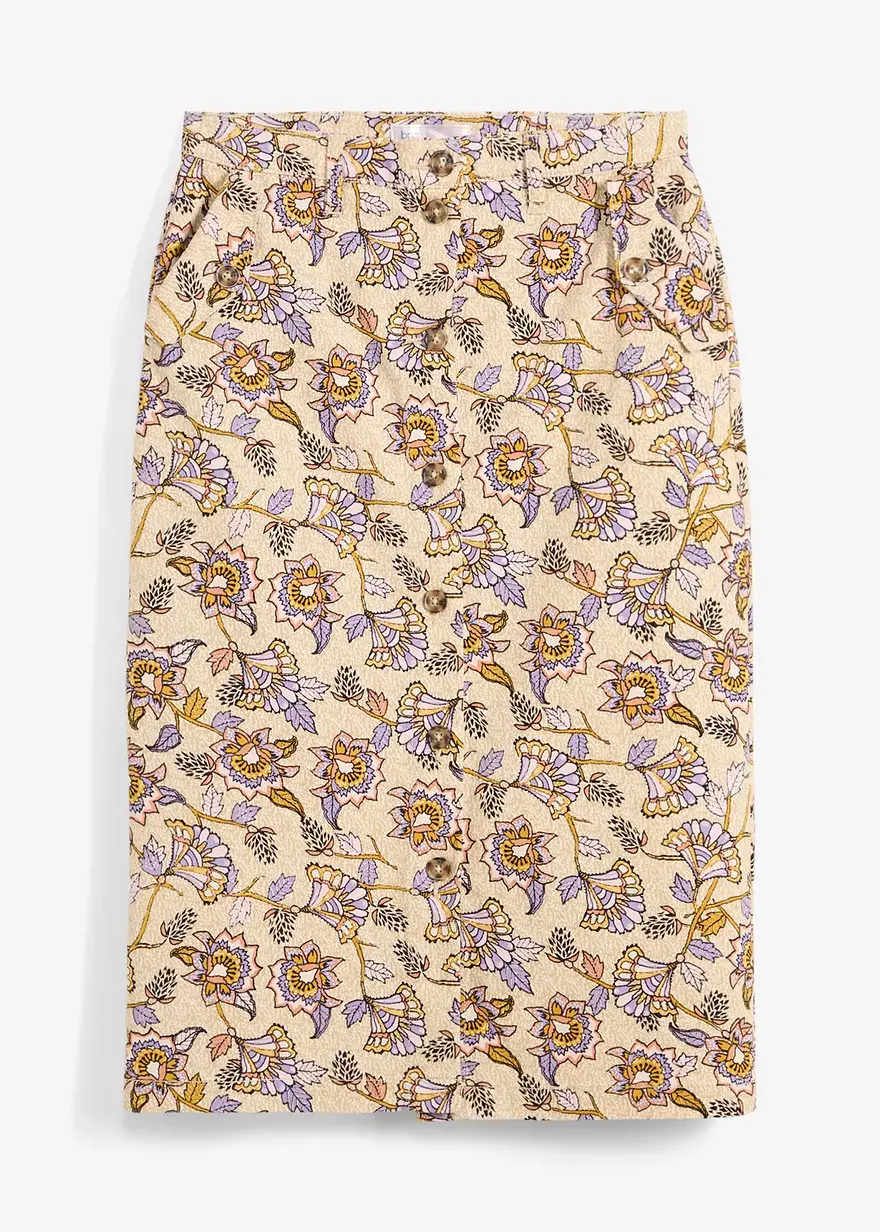 bonprix Rock mit langer Knopfleiste und Seitentaschen - beige petite