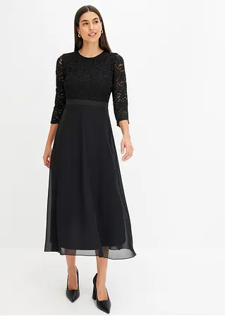 Bonprix Romantisch Und Feminin: Ausgestelltes Midikleid Aus Leichtem Chiffon Mit Futter Und Spitze Im Oberteil