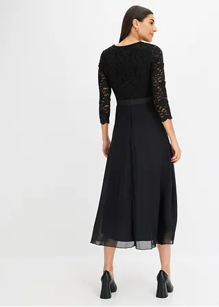 Bonprix Romantisch Und Feminin: Ausgestelltes Midikleid Aus Leichtem Chiffon Mit Futter Und Spitze Im Oberteil