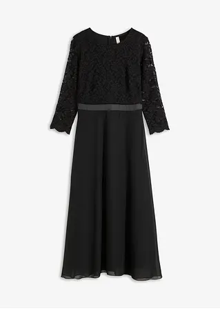 bonprix Romantisch und feminin: Ausgestelltes Midikleid aus leichtem Chiffon mit Futter und Spitze im Oberteil